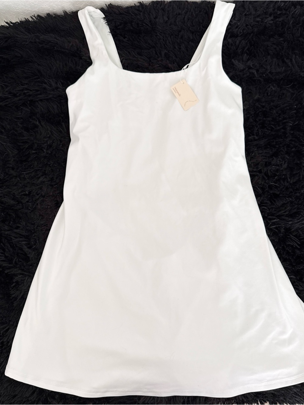 Classic White Square-Neck Casual Tank Dress